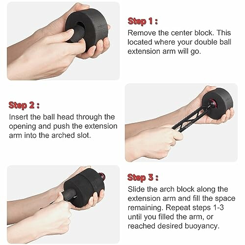 Instructions for assembling a double ball extension arm.