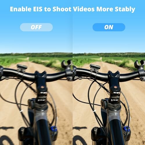 Comparison of bike ride with EIS off and on for stable video.